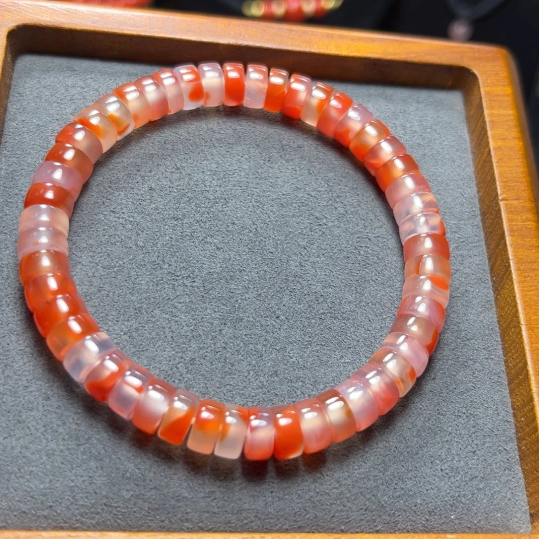 南红玛瑙未镶嵌干掌药片锦鲤单圈7mm