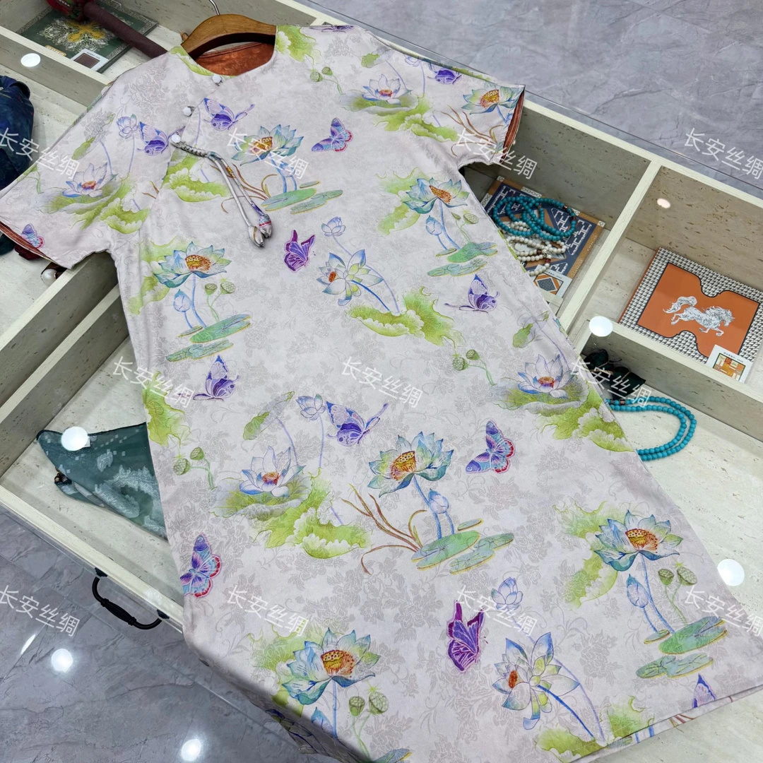 【长安】新中式国风提花花萝气质显瘦连衣裙女FY5062802