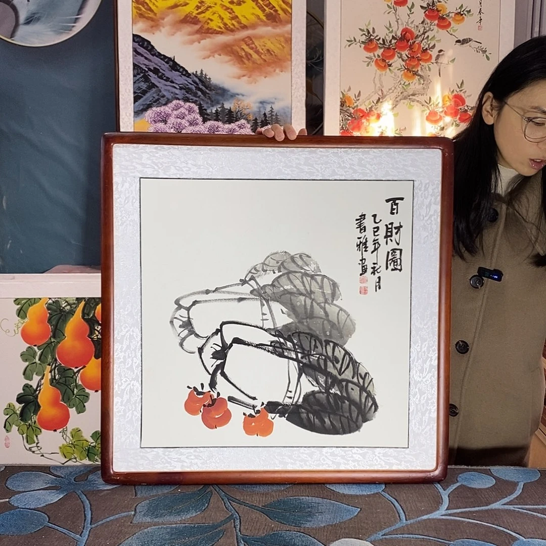 国画62✖️62手写手绘国画作品带框包邮