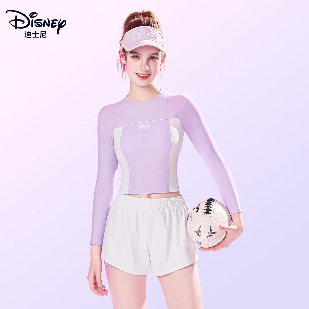 迪士尼游泳衣女款成人分体2025新款爆款高级感显瘦游泳馆长袖泳装