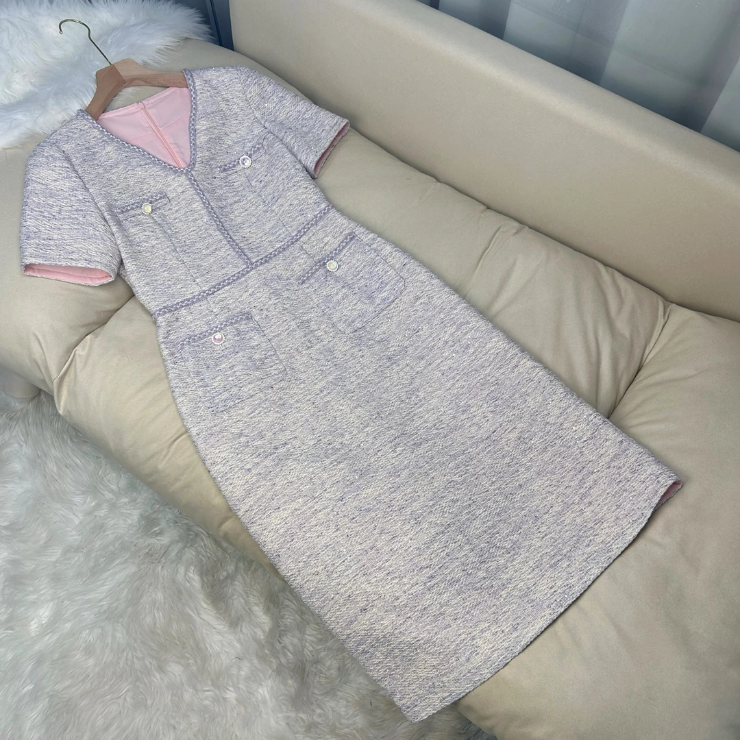 【鱼姬紫】紫色小香风连衣裙 70419