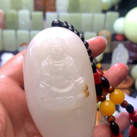 石材方解石手把件