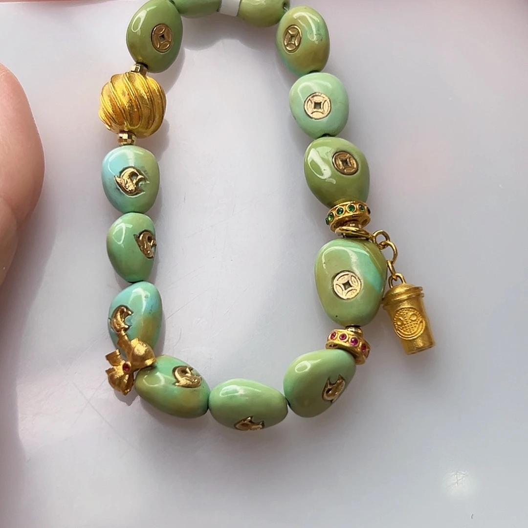 绿松石珠宝奇石18K金镶嵌