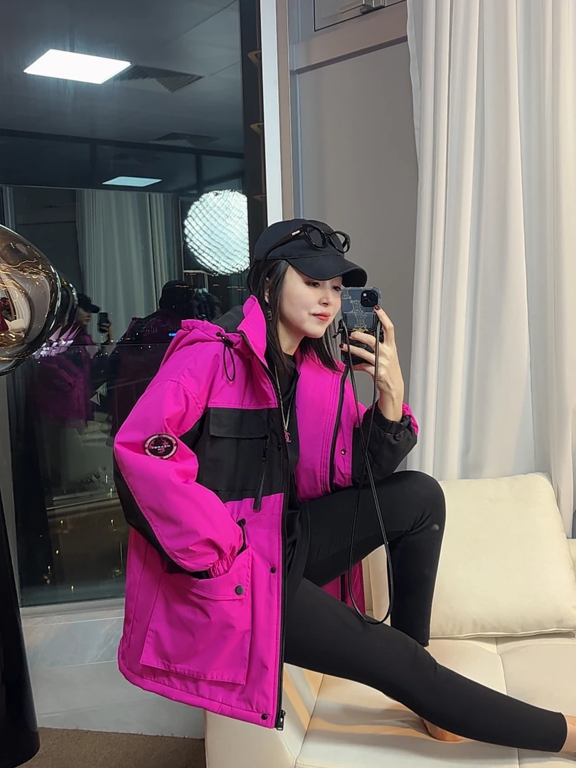 JUAN 2025爆款【撞色拼接棉服】连帽厚款加厚保暖女冬季外套