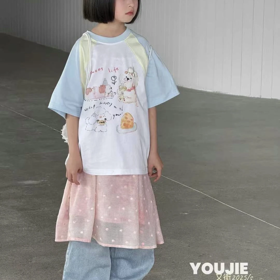 0117儿童拼色小狗短袖