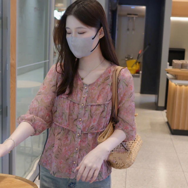 法式高级感小香风花朵小衫女夏季2025新款修身收腰气质短袖上衣潮
