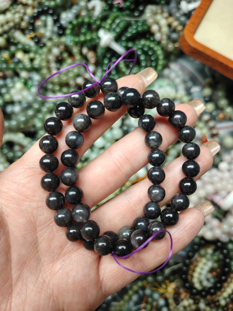 和田玉烟紫卡8mm