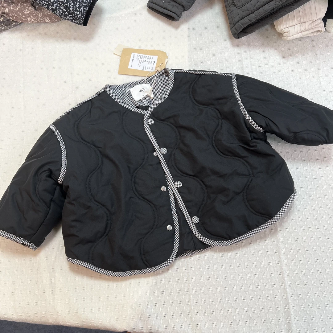 88619【棉服】-e·3-格子拼接森系棉衣