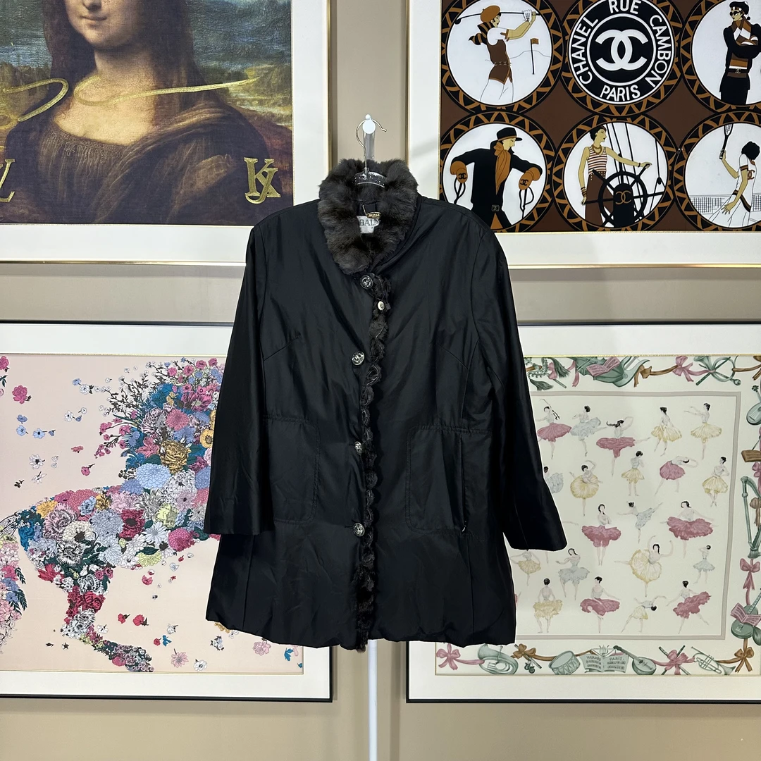 95新 BALMAIN/巴尔曼 拼接毛领外套时尚/fy4264女装羽绒服冬季