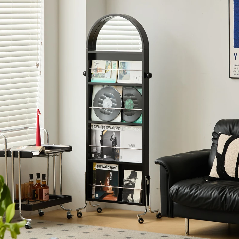 实木A+杂志镜可移动穿衣镜实木落地试衣镜家用镜子全身镜客厅卧室