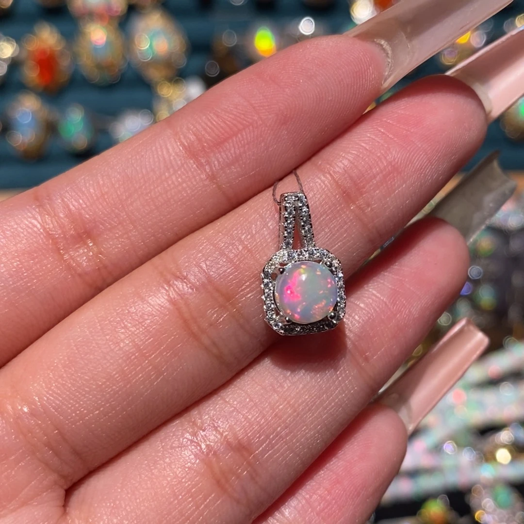 欧泊银S925镶嵌吊坠