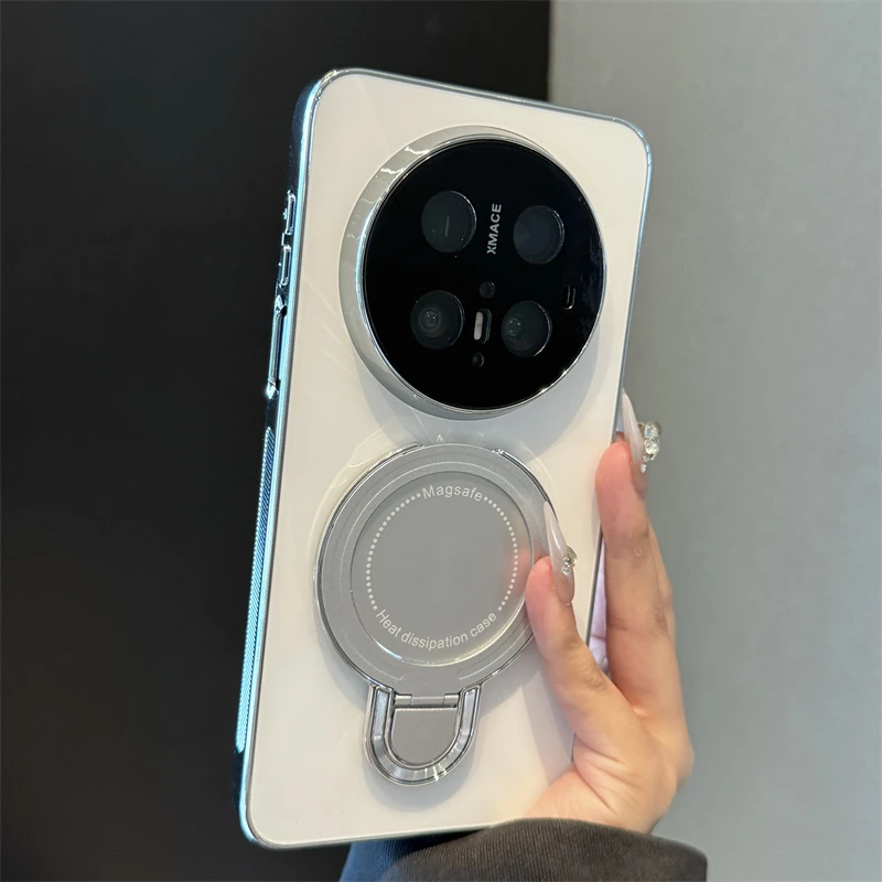 适用华为mate70pro+手机壳镭射CD纹防滑条磁吸支架mate70保护套