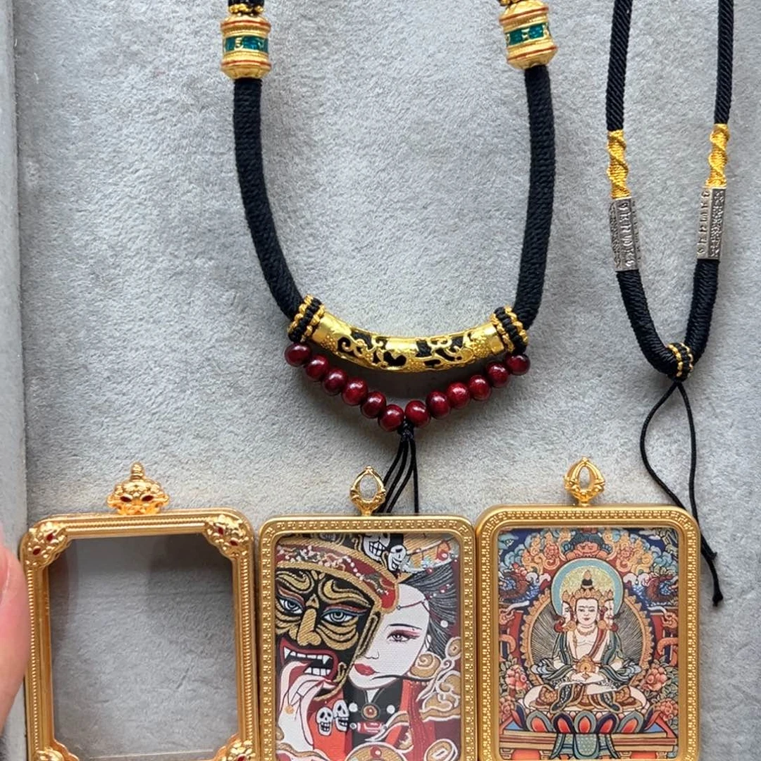 吊坠杨**.铜双面扎基大日绳子11