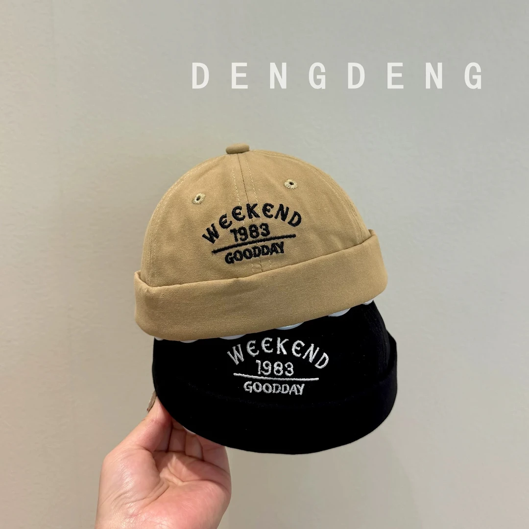 春秋薄款地主帽韩系字母儿童帽子男女宝宝休闲百搭瓜皮雅痞帽夏天