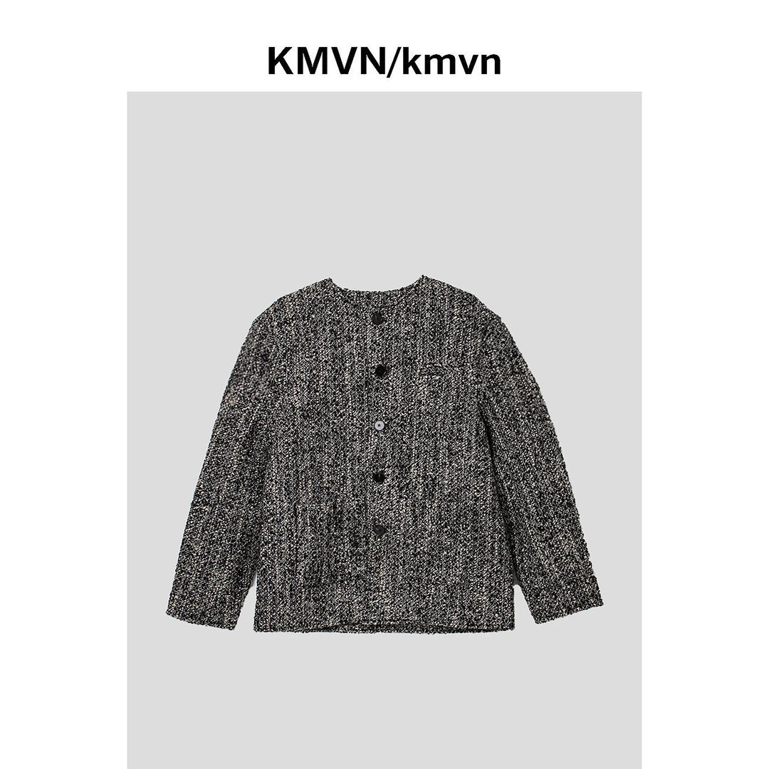 kmvn/kmvn【轻语】纯色拼接系扣休闲风圆领直下摆极简风外套秋季