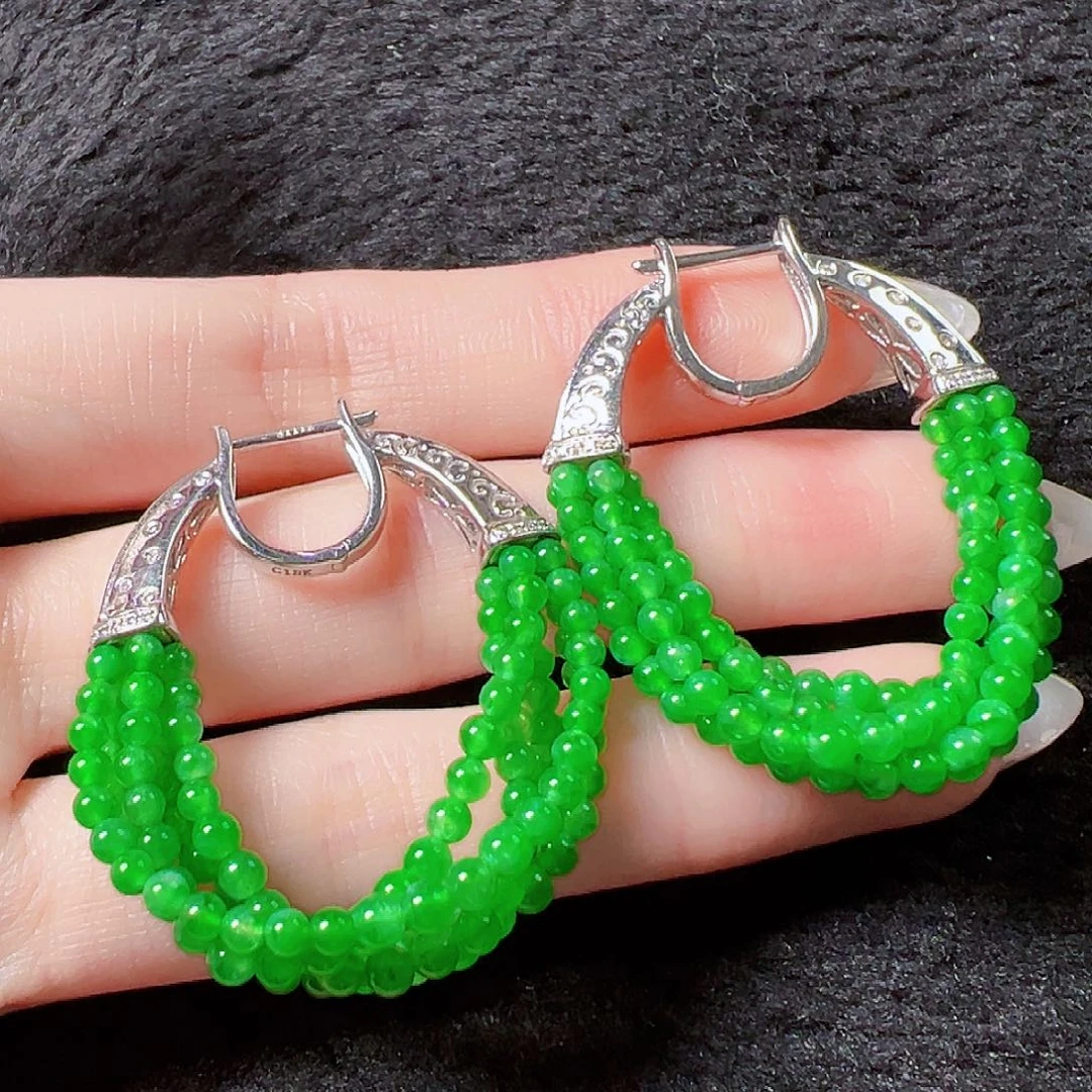 翡翠耳饰18K金镶嵌签收后24小时鉴赏期，过时不退