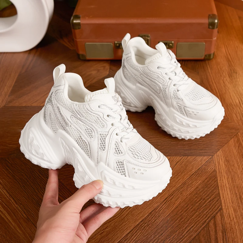 10cm内增高老爹鞋女2025爆款时尚休闲鞋小个子厚底松糕百搭运动鞋