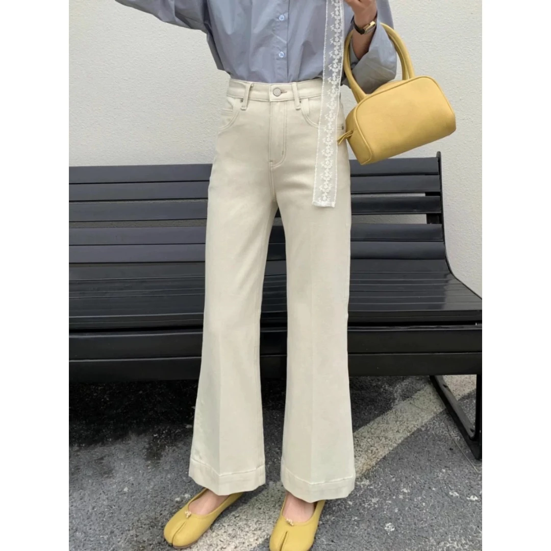 8869#高腰显瘦窄版九分微喇牛仔裤