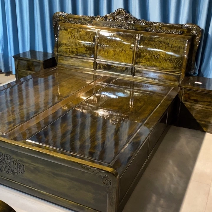 楠木高低床三件套花开富贵