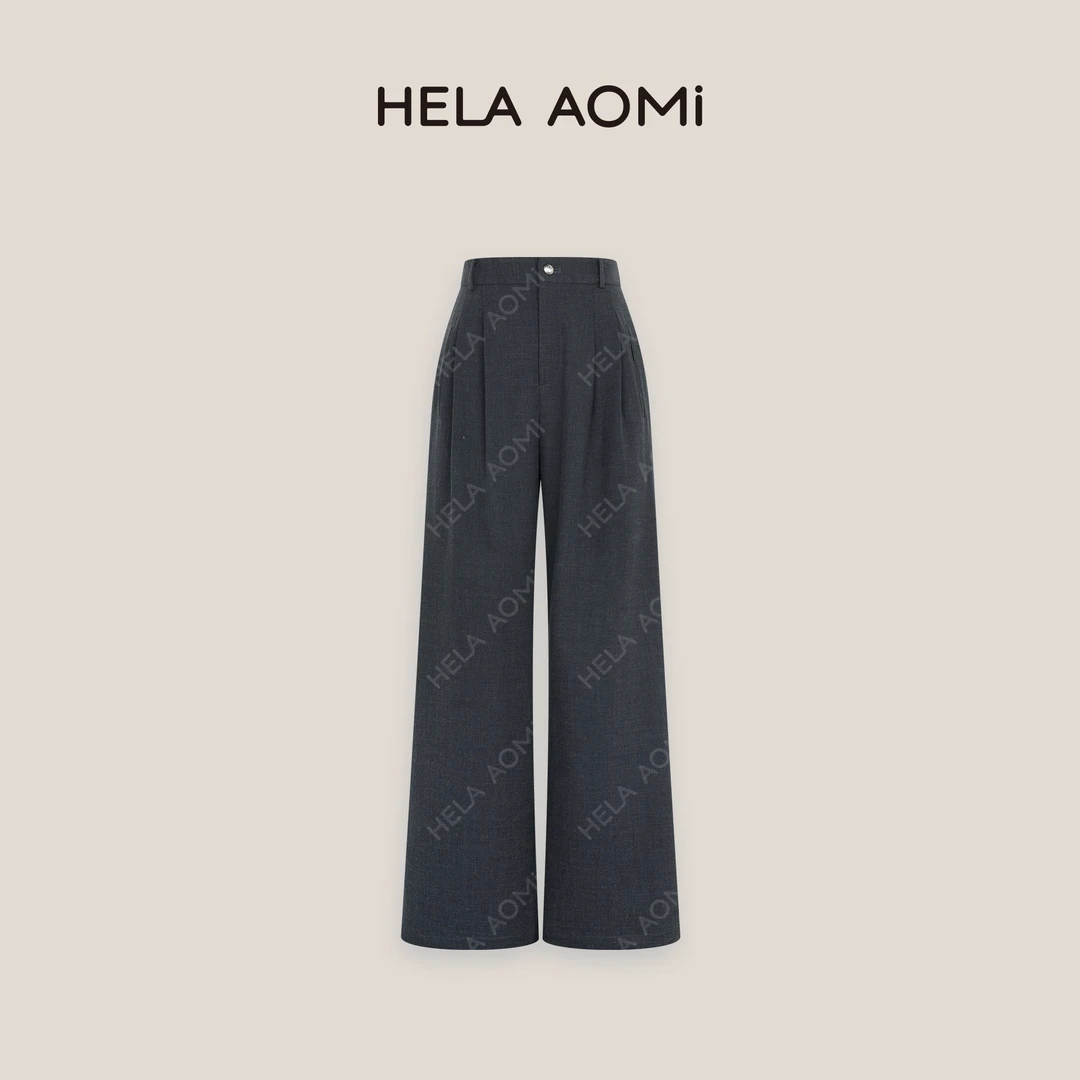 HELA AOMI“知性格调 裤子”高腰显瘦直筒宽松百搭阔腿裤CY5AM61530