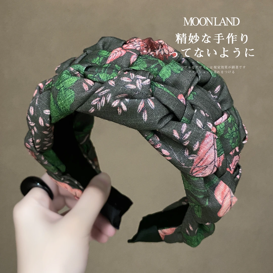 宽边印花编织发箍女新款高级感洋气时尚发卡高颅顶遮白发洗脸头箍