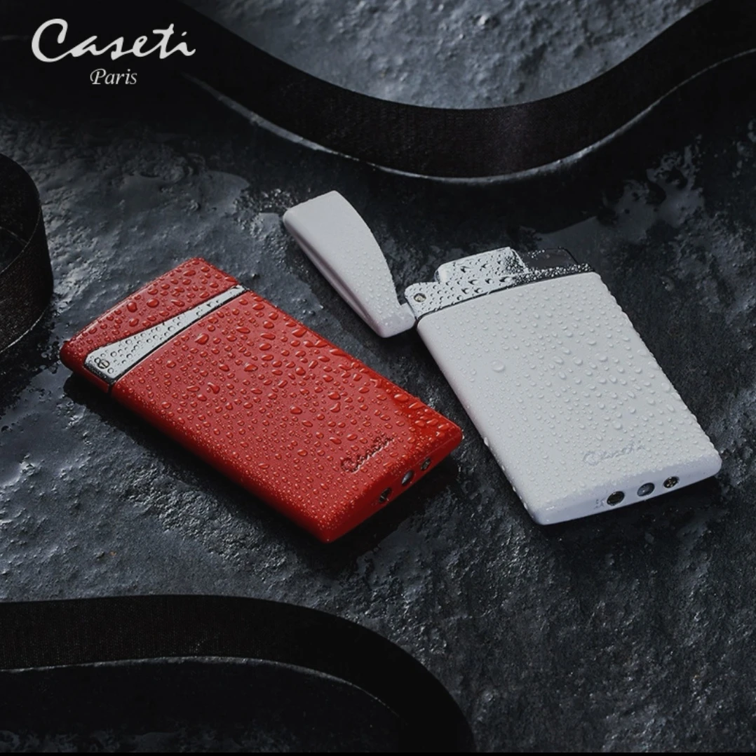 caseti/卡沙帝超薄打火机直冲防风充气创意点烟器男士礼品送老公