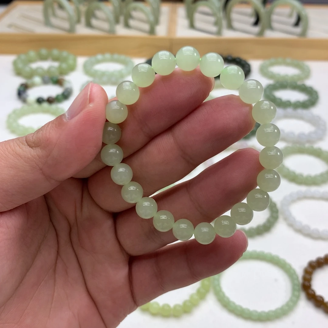 和田玉手串（冰晴水8）未镶嵌