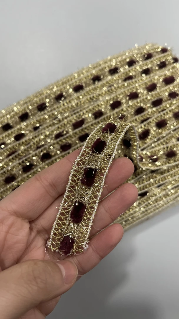 大满家红色丝绒金丝织带 新中式女装