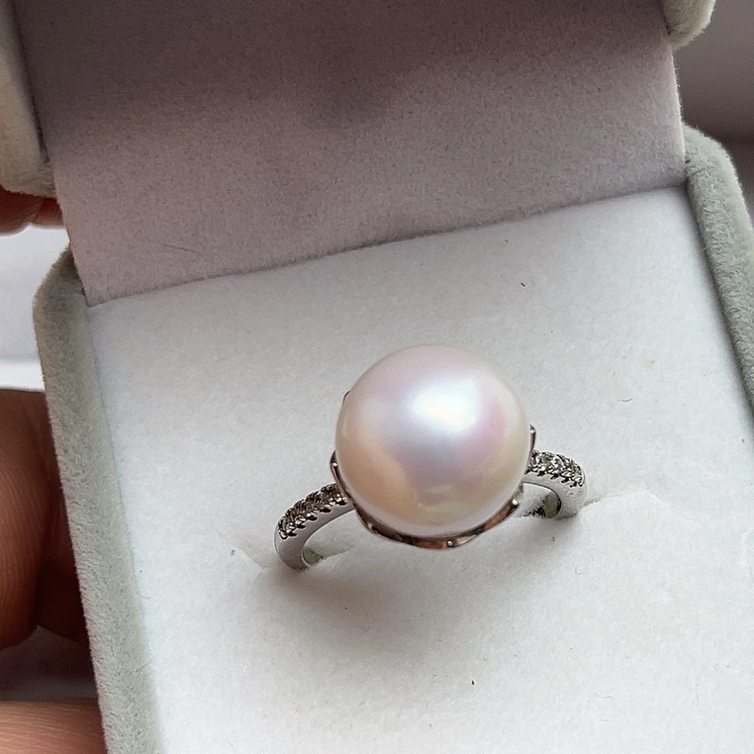 银S925镶嵌戒指淡水珍珠