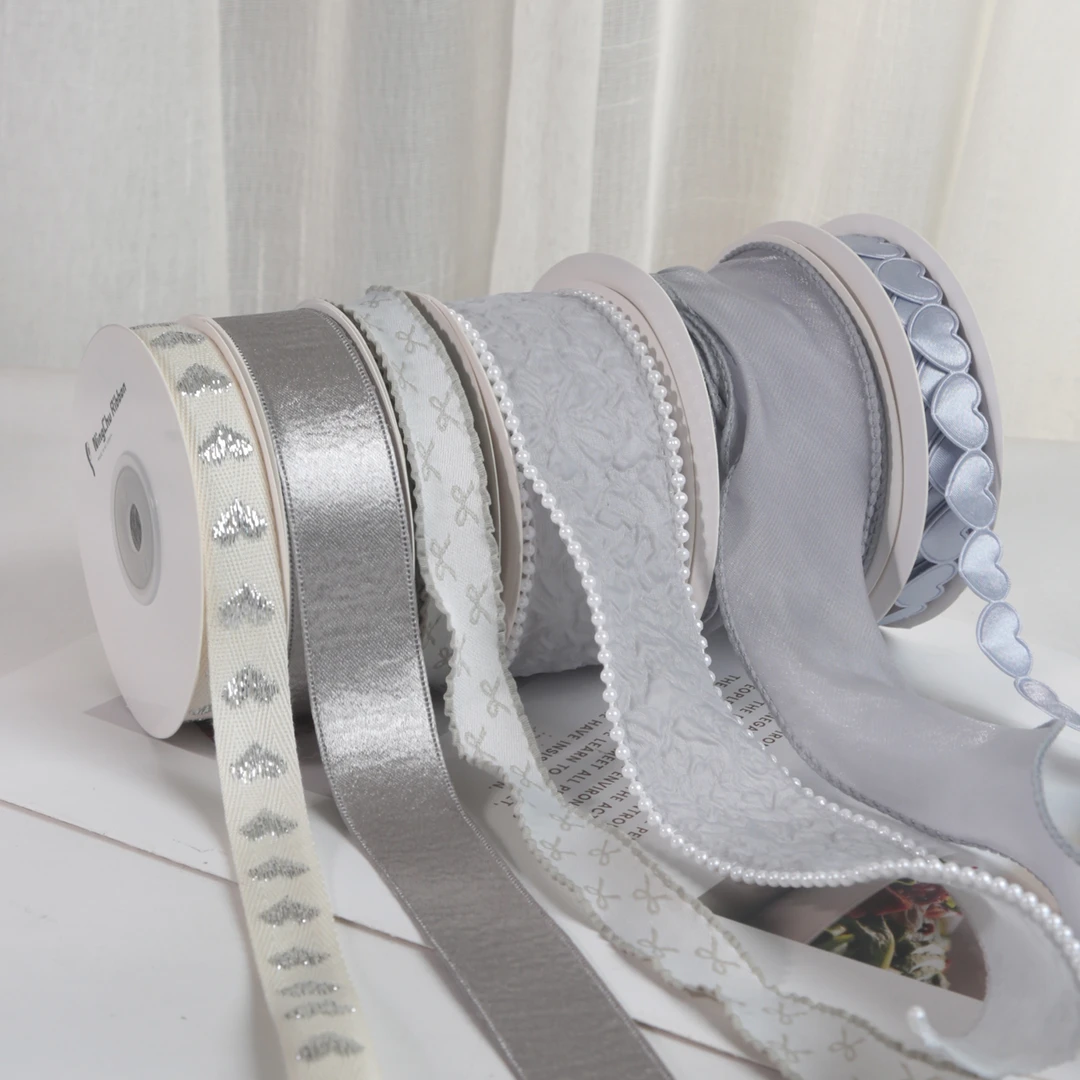 银灰系列丝带彩带diy手工礼物包装花束蛋糕花束装饰缎带织带材料