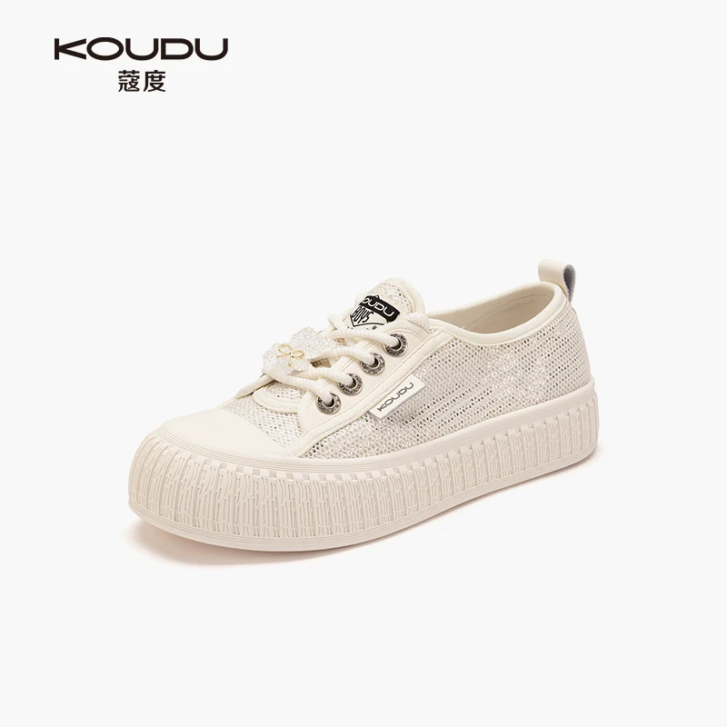 KOUDU/蔻度懒人一脚蹬渔夫鞋2025夏季厚底小白鞋爆款透气女鞋2748