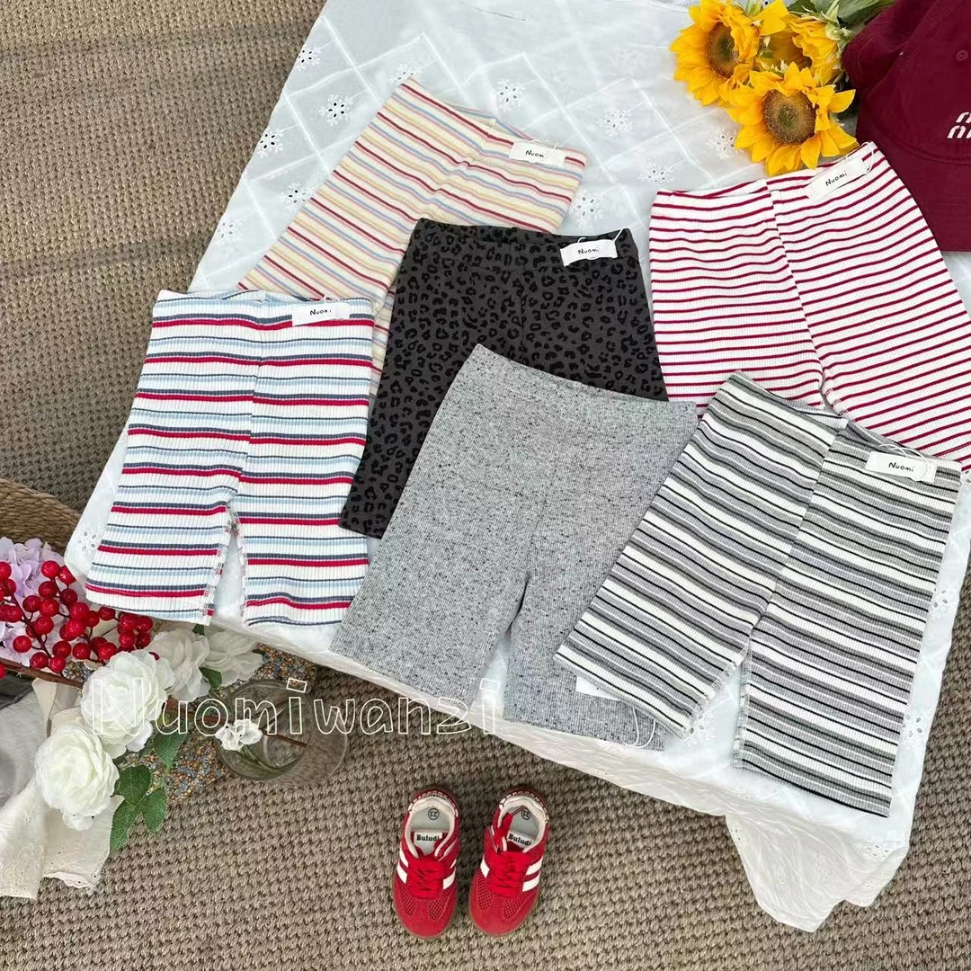 丸子十【现货】儿童夏季韩版百搭条纹休闲骑行裤（夏款）WZJ-52055