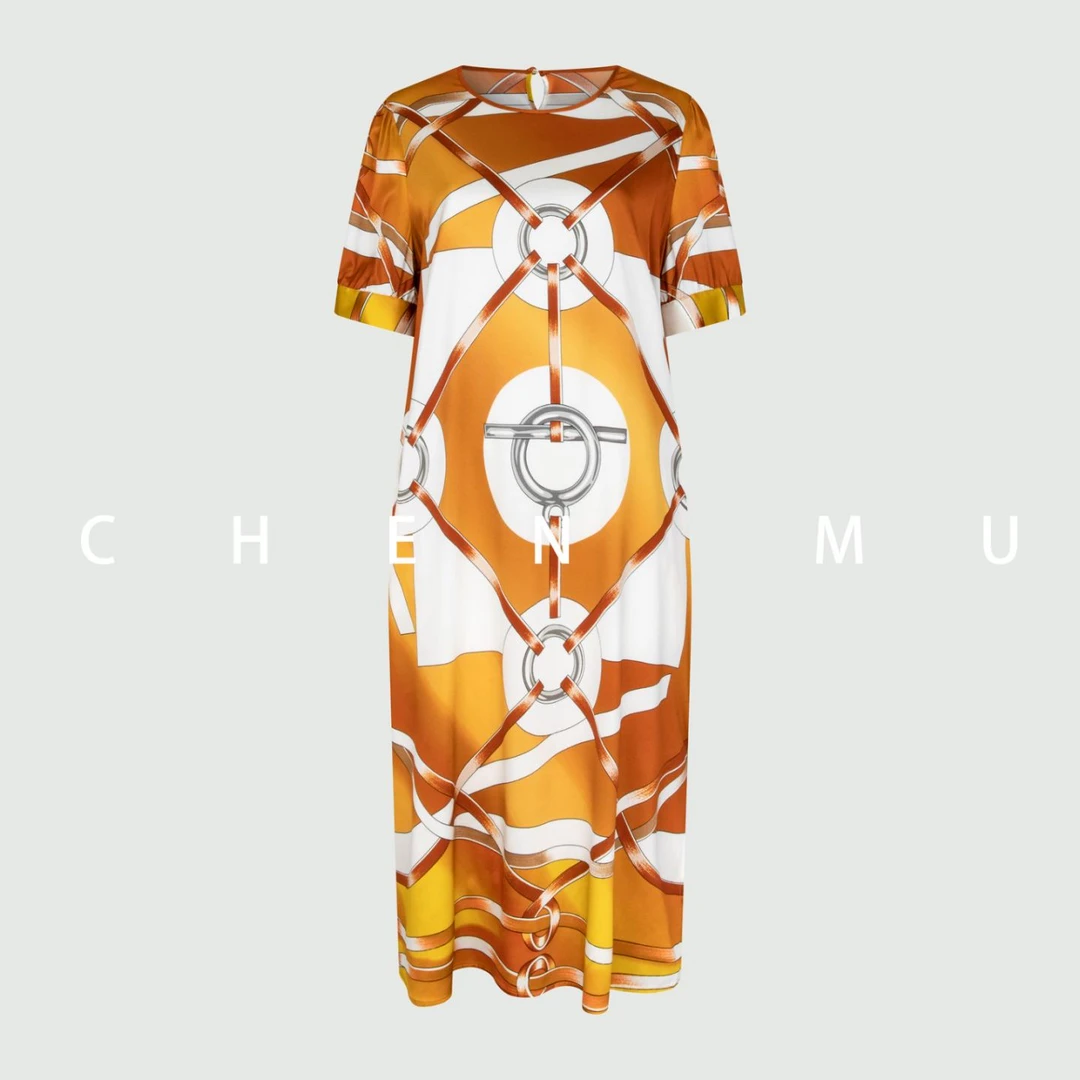 【宸慕服饰】高端桑蚕丝爱玛家贵气连衣裙25053