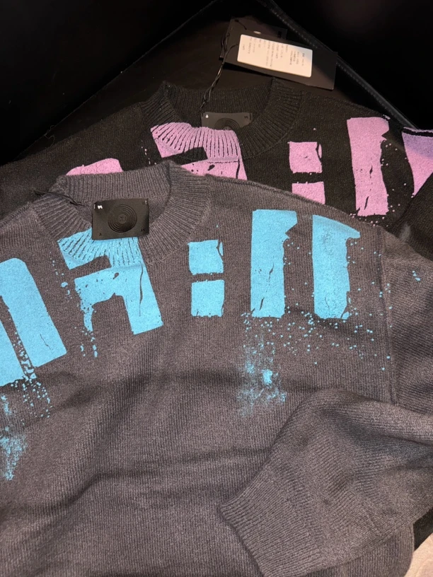 RIVER 特价！含羊毛字母字母撞色设计针织毛衣