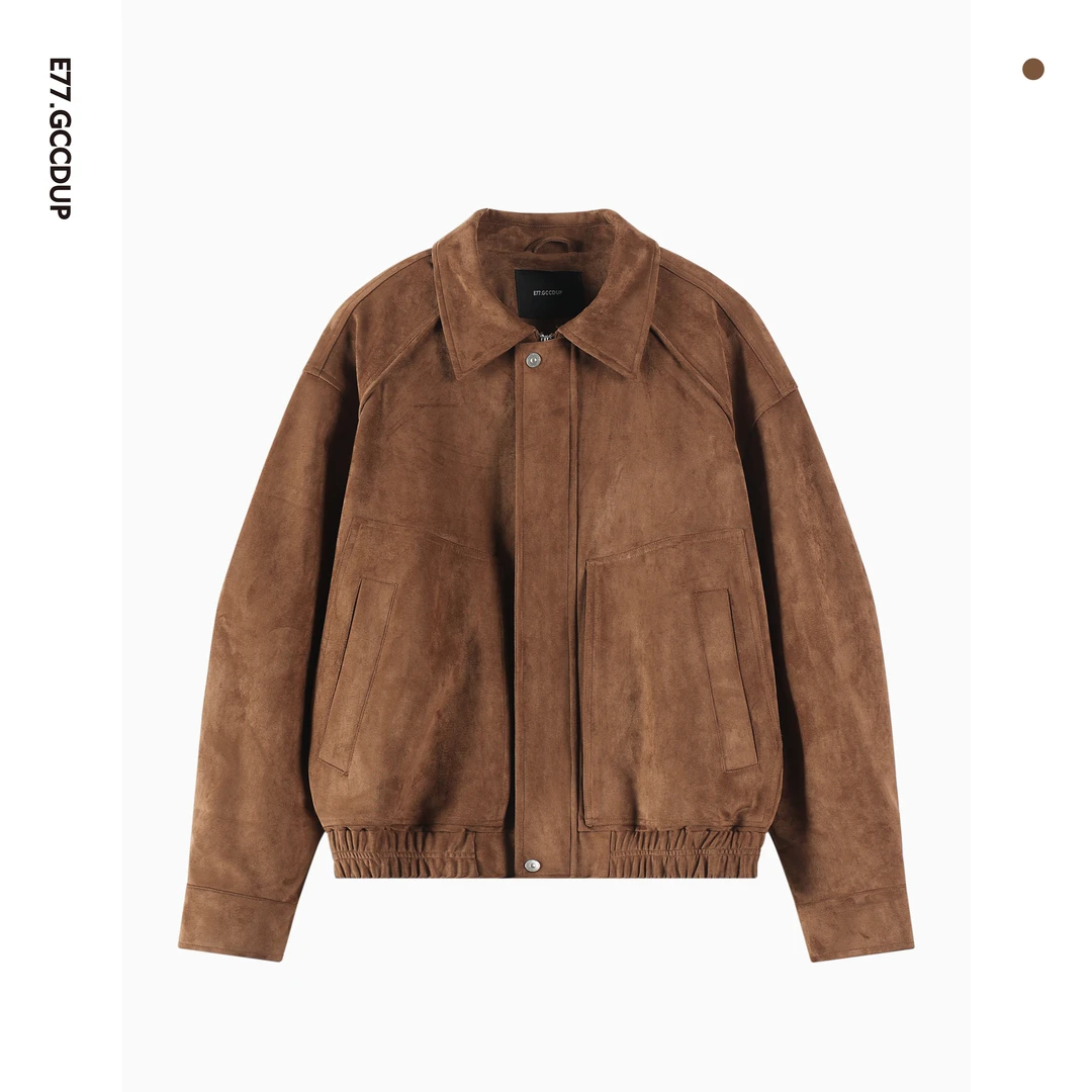 GCCDUPE77『摩登秋日栗』复古老钱美拉德摩登麂皮绒阔版夹克外套