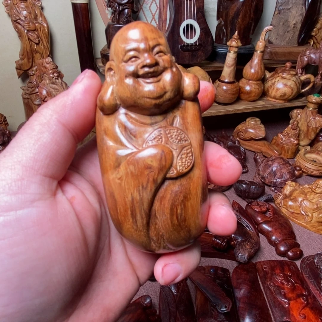 黄花梨/降香黄檀海南黄花梨弥勒手把件