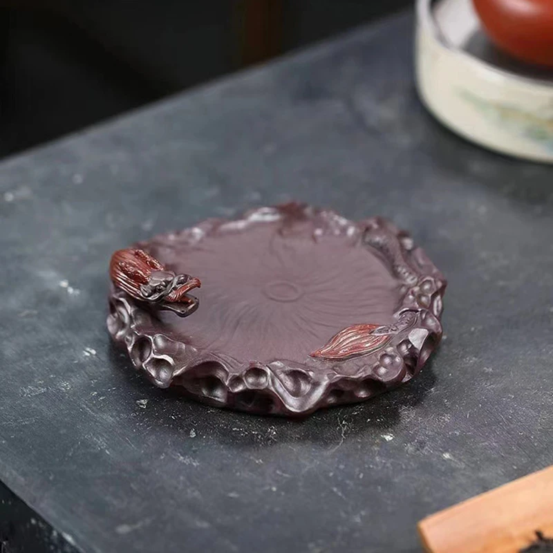 宜兴紫砂高端龙头壶承手工精品大气壶托功夫杯垫功夫茶道配件可养