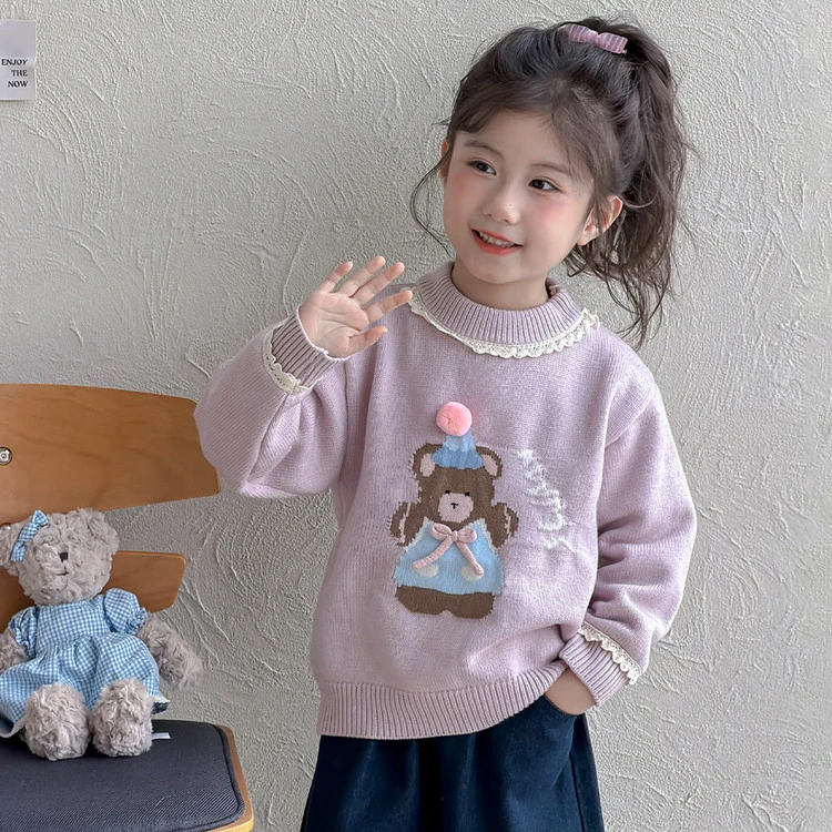 女童毛衣2025新款冬季女孩宝宝洋气冬款儿童秋冬装针织打底衫上衣
