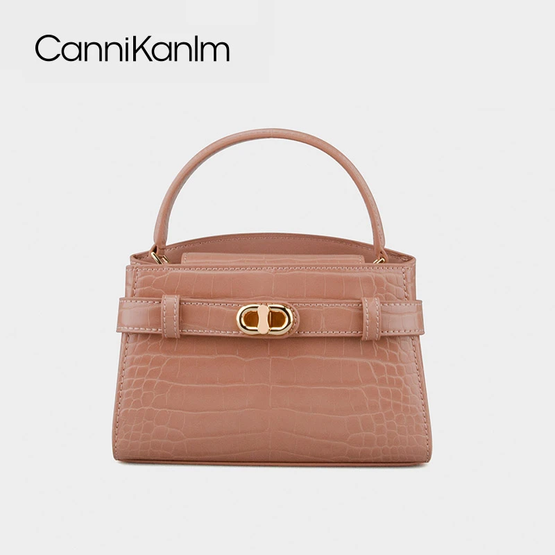 CanniKanlm官方正品鳄鱼纹手提凯莉包女2025新款高级感单肩斜挎包