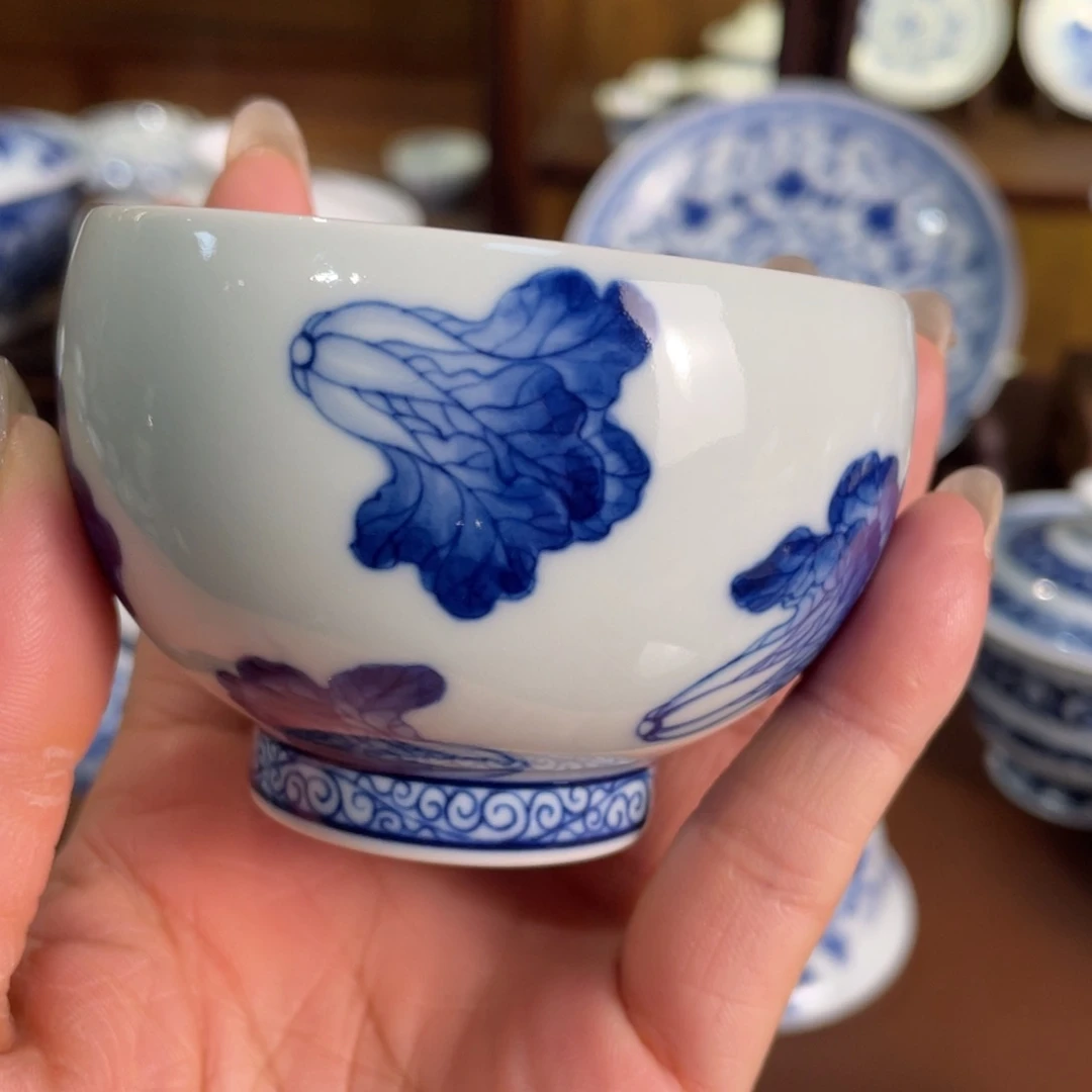 全手工青花百财主人杯