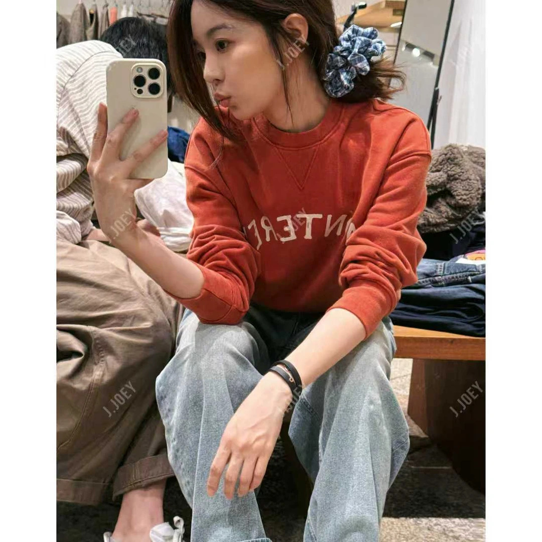 J.JOEY 简约休闲字母印花秋季圆领打底套头卫衣 C50941