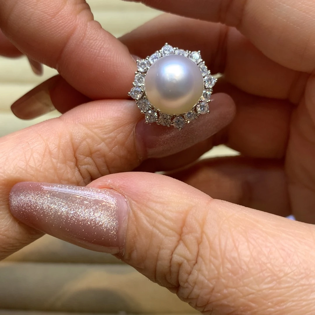 银S925镶嵌戒指海水珍珠