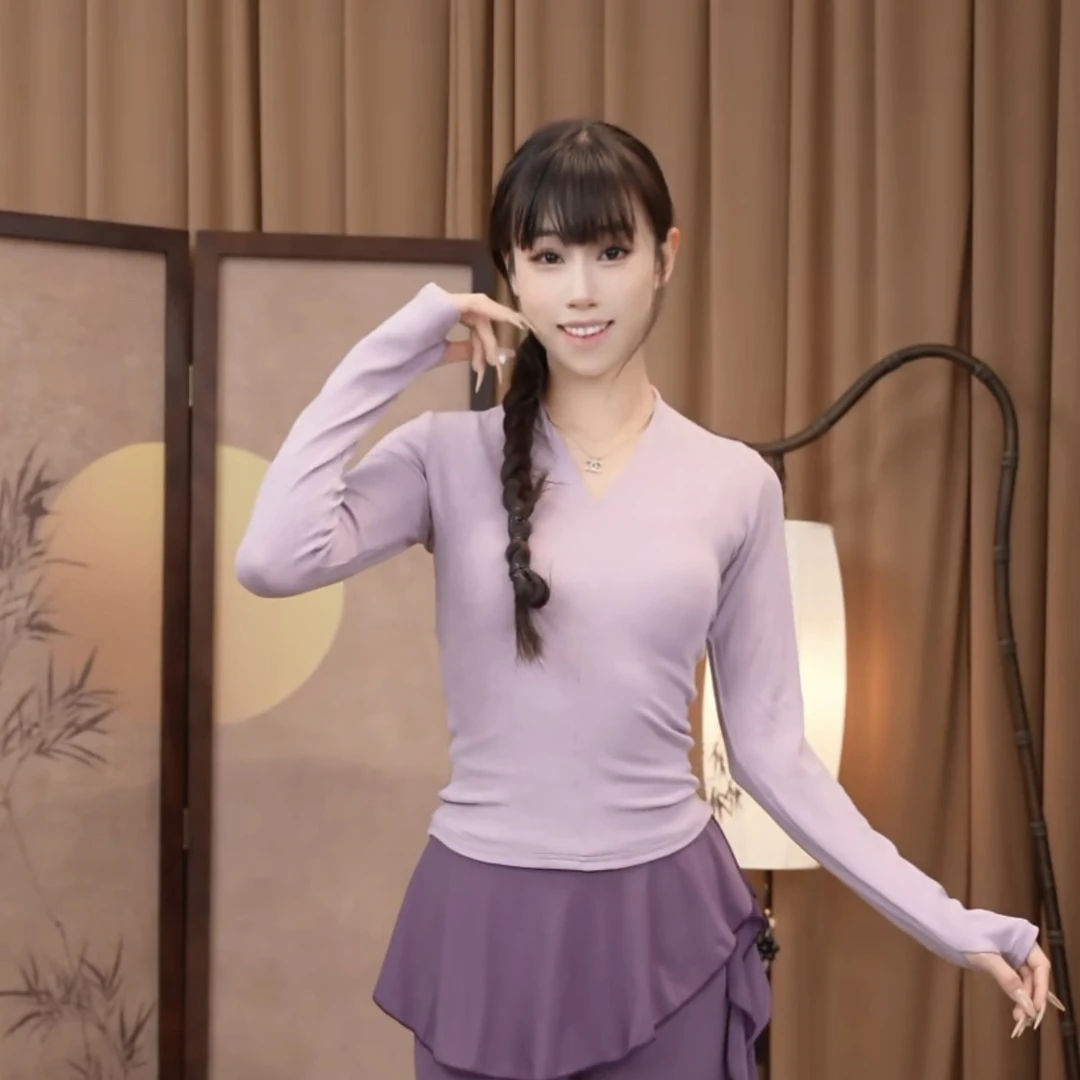 076花棠秋冬加厚套指舞蹈练功服上衣