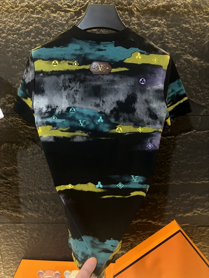 A2025 男士春夏新款五彩祥云高定时尚潮流百搭短袖T恤3282