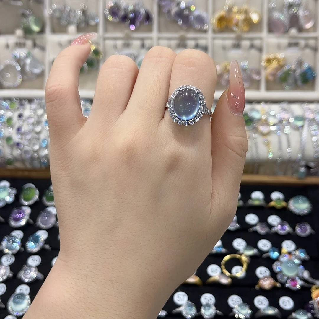 ****⁰银S925镶嵌海蓝宝石戒圈