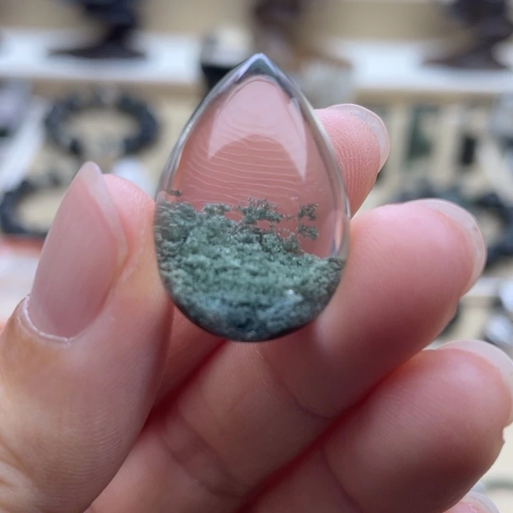 颈饰未镶嵌水晶绿幽灵聚宝盆水滴