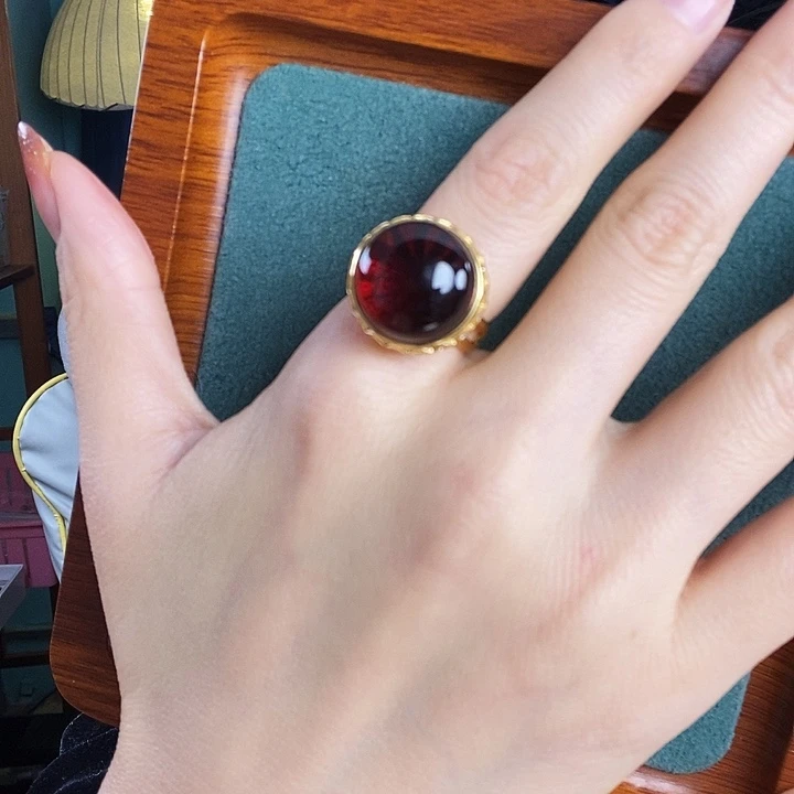 血珀银S925镶嵌戒指戒指