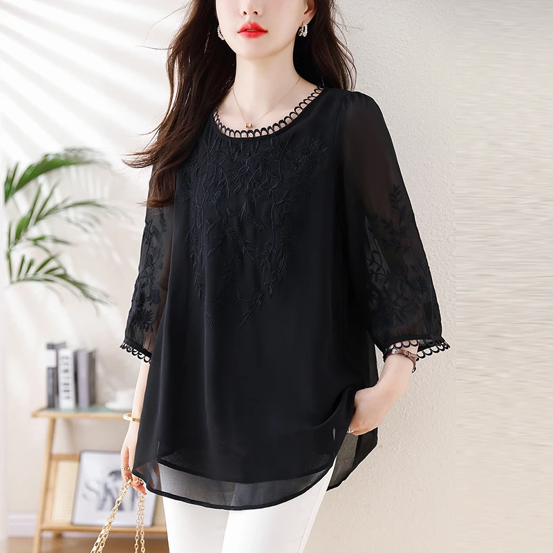 大码女装遮肚2025夏装新款胖mm时髦潮流洋气减龄显瘦小众百搭衬衫