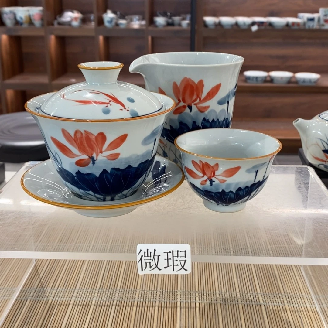 釉下彩老陶泥手工绘制