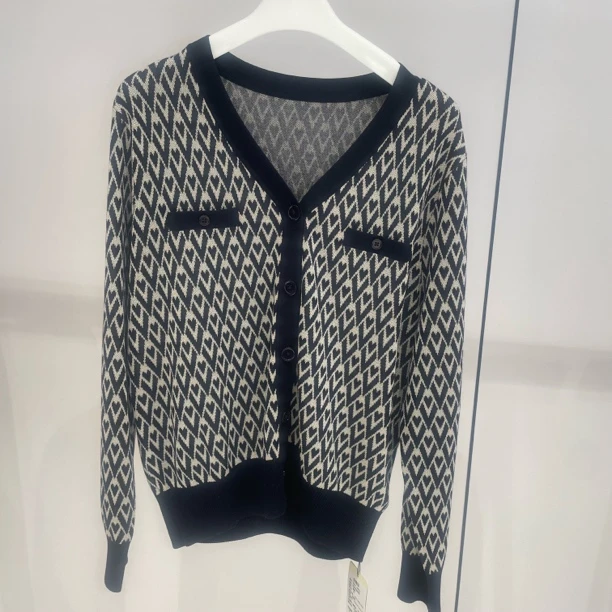 针织毛针织衫不褪色水洗树脂固色摩卡色提花针织开衫